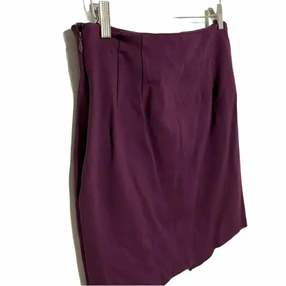 Amanda‎ + Chelsea Tulip Wrap Skirt 4 Plum Purple Asymmetrical Ponte Mini